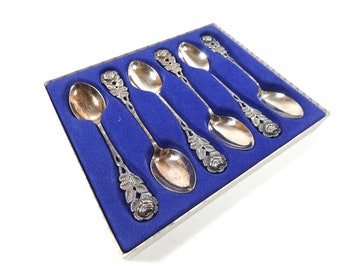 Set De 6 Cuillères Rose Argent Hildesheimer Rose Par Antiko vintage Cuillère à café Set Ornate Spoons High Tea Ornate Design