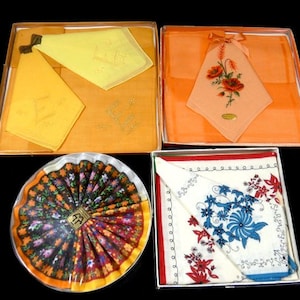 1 Vintage Swiss Handkerchiefs Set In Unopened Box Flower Embroidery Wedding Hanky Hankies Made In Switzerland Cotton
