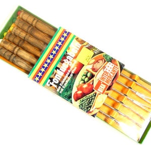 Vintage Fondue Forks Set Colorful Wooden Fondue Forks Retro Fondue Fork Set Set Nr 2