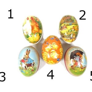1 Vintage Big 6 Inch Paper Mache Easter Egg Candy Container Easter Ornament German Design
