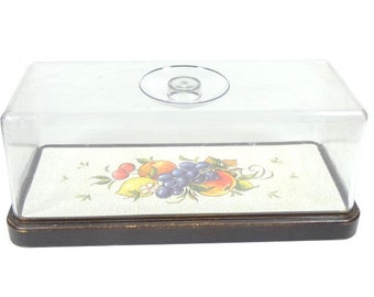 Vintage Plastic Dish For Butter Cheese Cakes Retro Cake Dish With Lid Plastic Retro Cheese Dish Bread Box