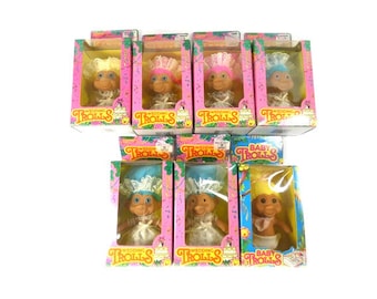 1 Vintage bruiloftstrol of babytrol van Toy N' Things Good Luck Troll nieuw in verpakking