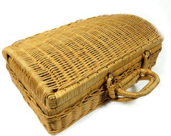 Vintage Wicker Handbag Vintage Wicker Bag Storage Bag Retro Wicker Handbag Travel Bag