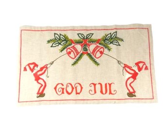 Vintage jultomtebordslöpare skandinavisk design