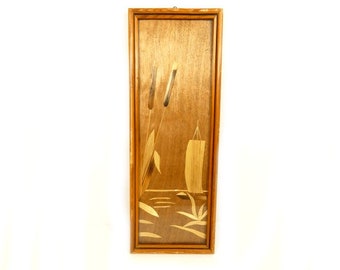 Vintage Wood Bamboo Art Painting Wall Hanging Made With Bamboo Asian Art Bamboo Art Arabian Art Bamboo Painting
