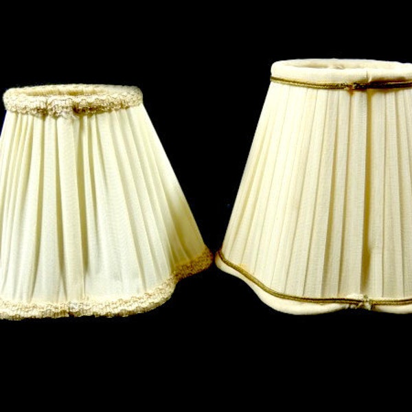1 Vintage Off White Yellow Beige Lampshades Beautiful Elegant Lamp Shades Fabric Lamp Shades Clip On Lamp Shades