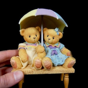 Vintage Cherished Teddies Carter And Elsie We're Friends Rain Or Shine 1997