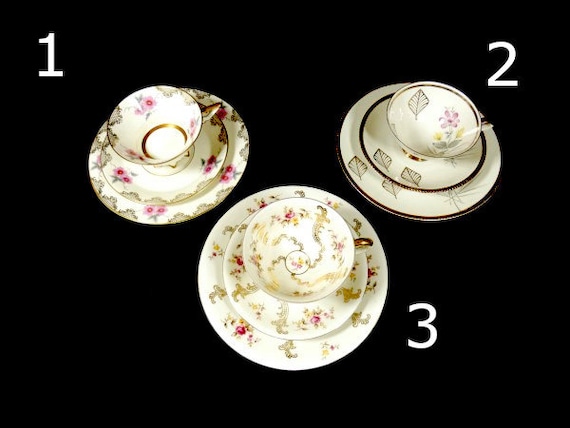 1 Vintage Bavaria Winterling Volkstedt Elfenbein Trio Tea Cup and 