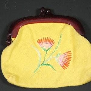 Vintage gelbe Münze Geldbörse Brieftasche bestickt Münze Geldbörse Abendkleid Tasche Münze Geldbörse Beutel Kupplung