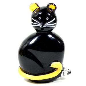 Vintage italiano vidrio gato negro gato vintage cristal gato figura de cristal ratón figura de vidrio ratón