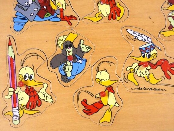 1 Vintage Alfred J Quack Wooden Peg Puzzle Alfred J Kwak 1989 - Etsy
