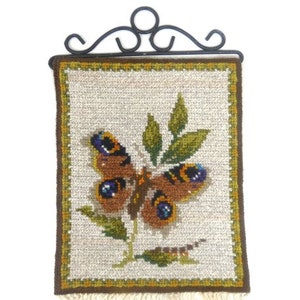 Vintage Butterfly Tapestry Swedish Wool Art Wall Hanger Needlework Embroidery Decorative Hanger Wool Tapestry
