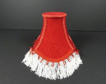 1 Vintage Röd Lampskärm Vackra Eleganta Lampskärmar Tyg Lampskärmar