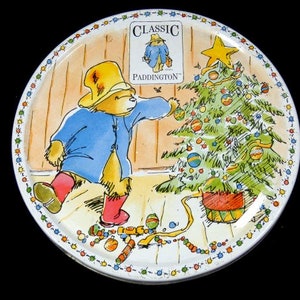 Vintage Paddington Bear Christmas Tin Canister Tin Box Tin Cookie Jar Storage Container