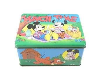 Vintage Mickey Mouse en Minnie Mouse blikken lunchbox vintage Disney-doos