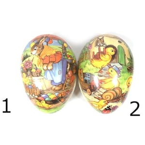 1 Vintage Large 10 Inch Paper Mache Easter Egg Candy Container Easter Ornament German Design