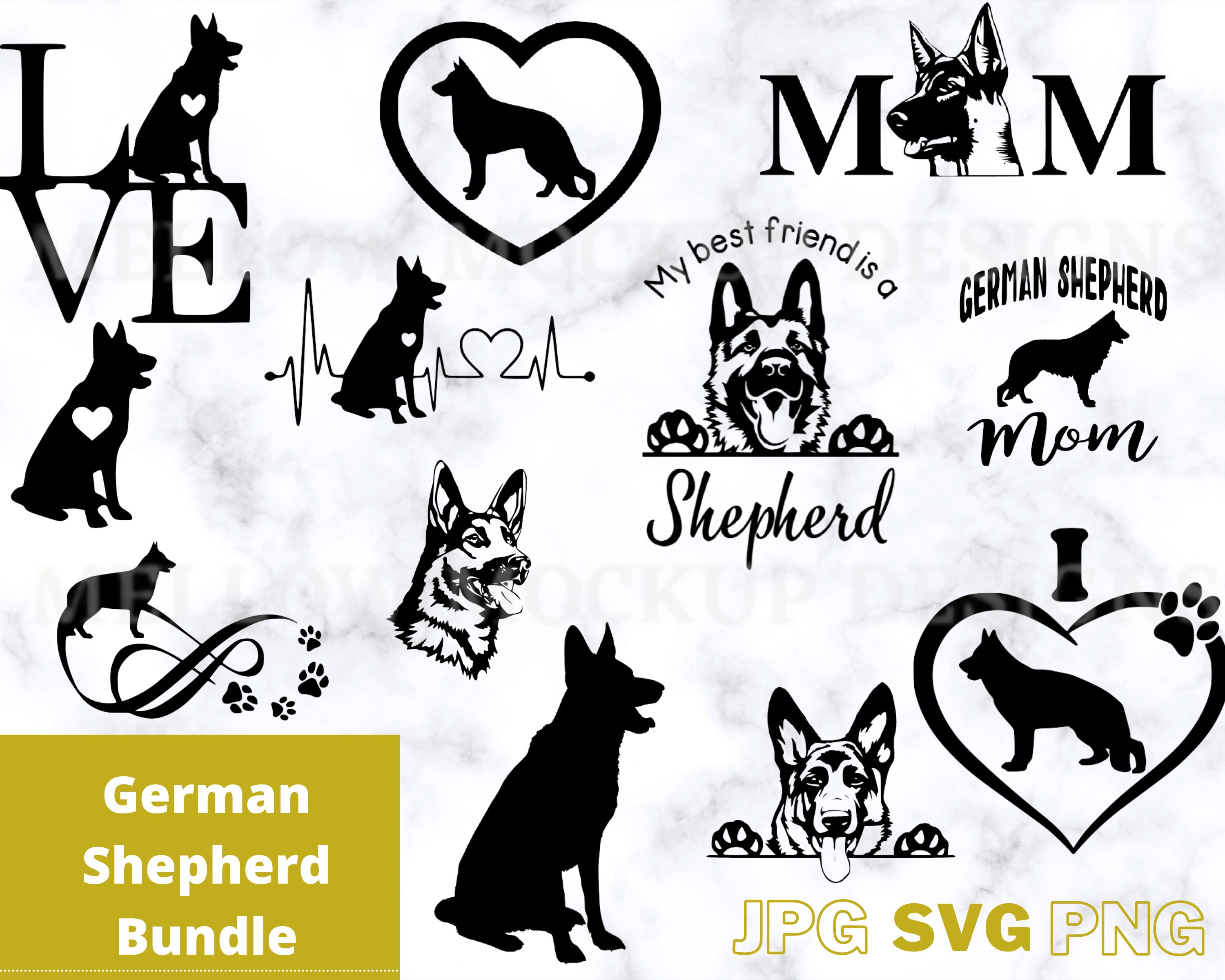 German Shepherd Dog Cut File and Printable Bundle For Cricut Etsy