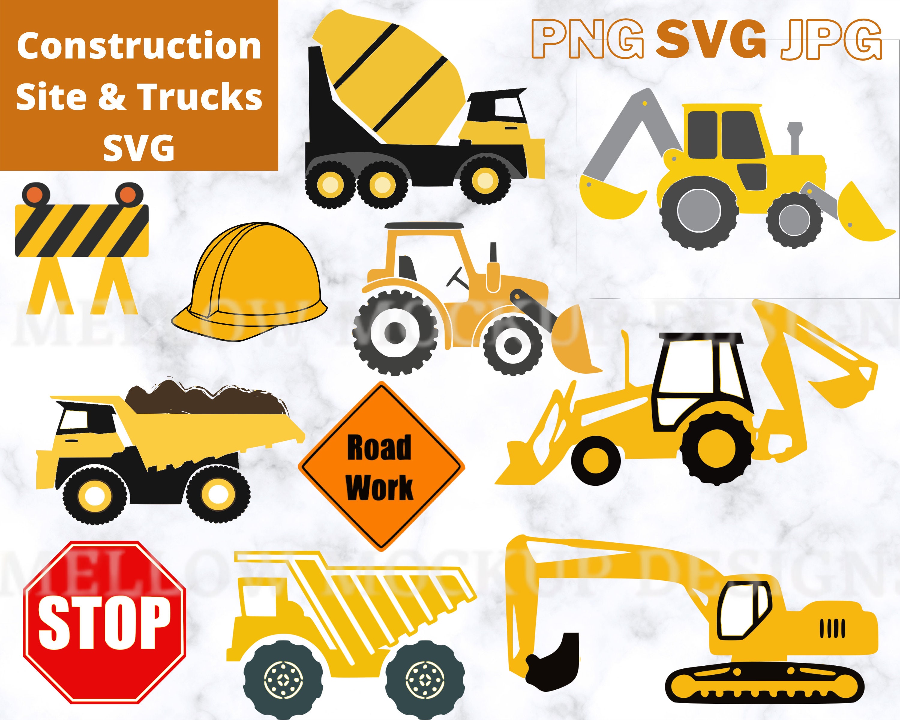 Construction Site &amp; Trucks Bundle Cut Files and Printables | Etsy