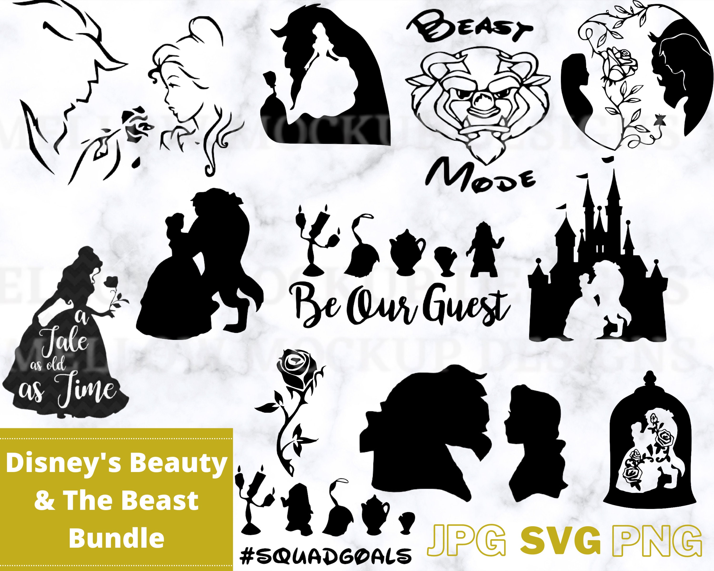 Disney's Beauty and the Beast Bundle Pack; Cut Files and Printabl…