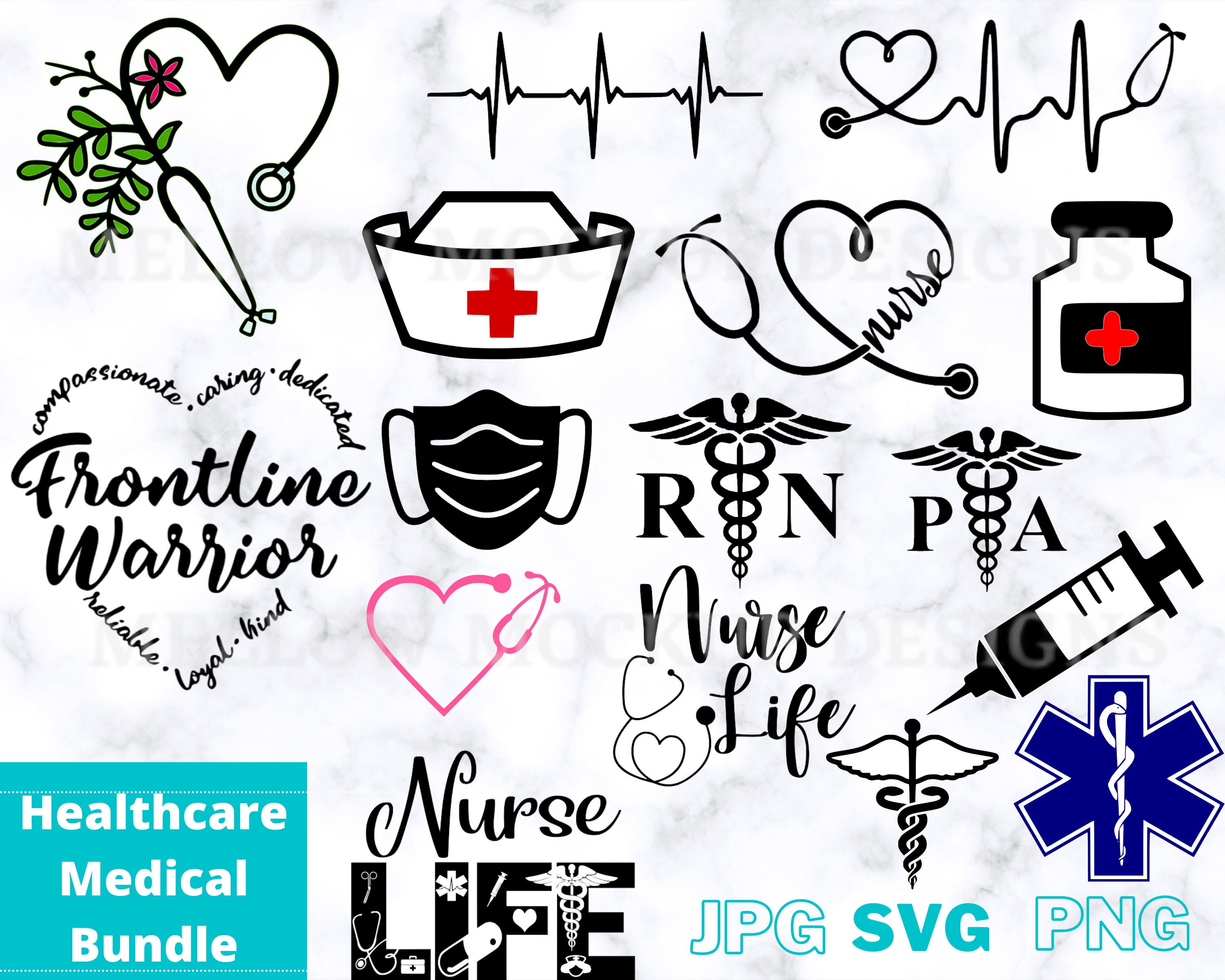 Healthcare Medical Nursing Bundle Cut Files and Printables Etsy