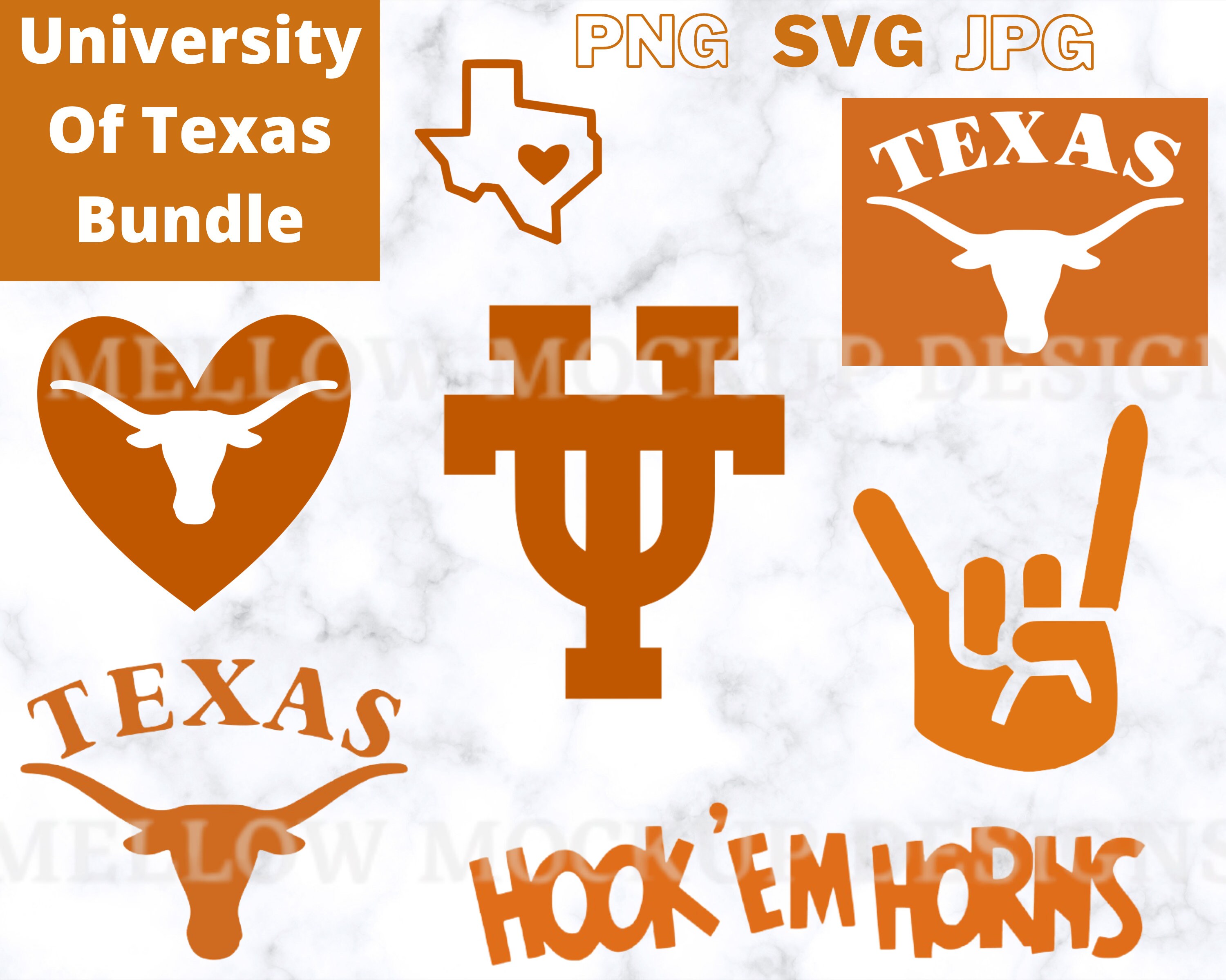 University of Texas Longhorns University Bundle; Cut Files and Printa…