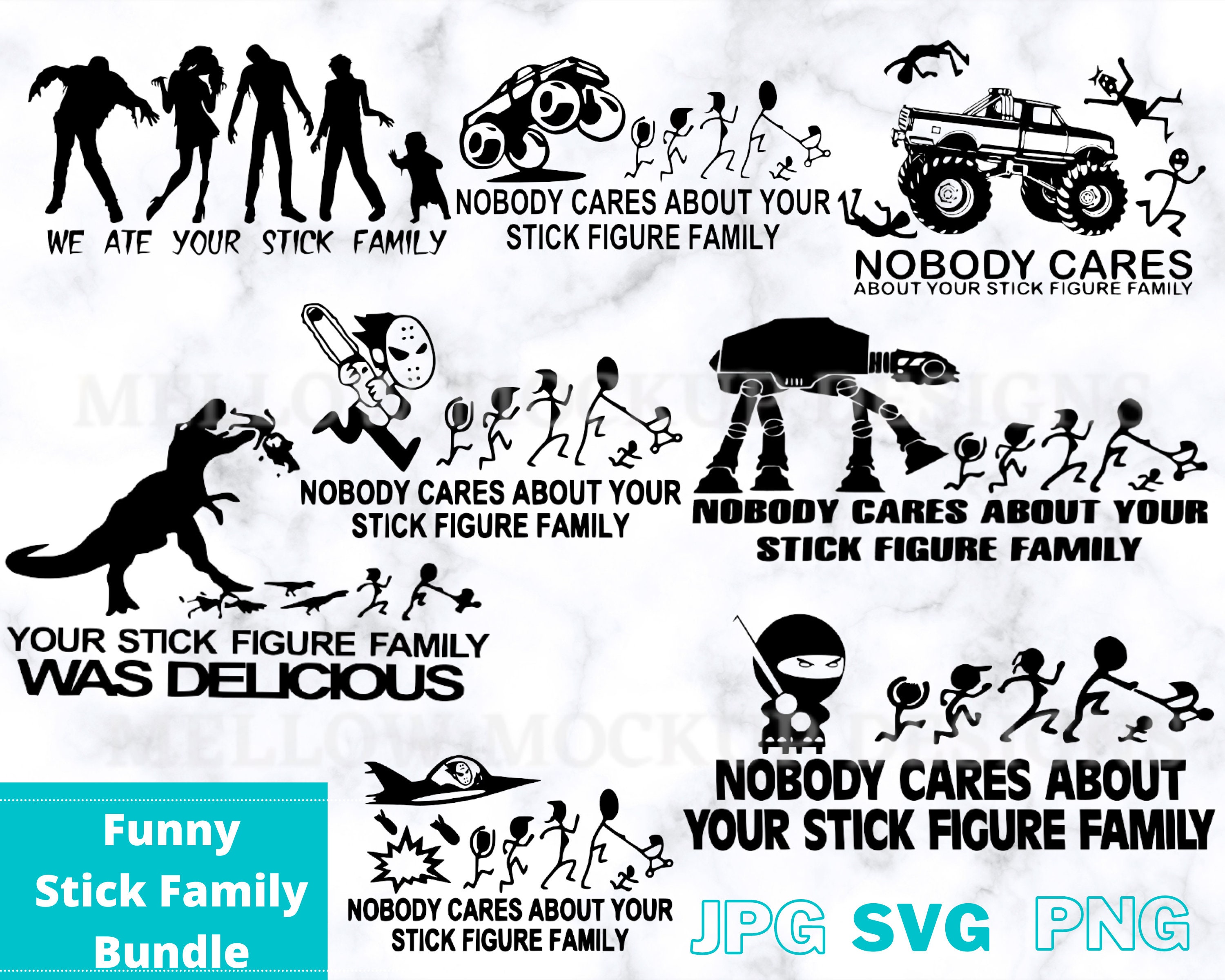 Funny Stick Figure Family Car Decal Bundle Pack Cut Files and Etsy