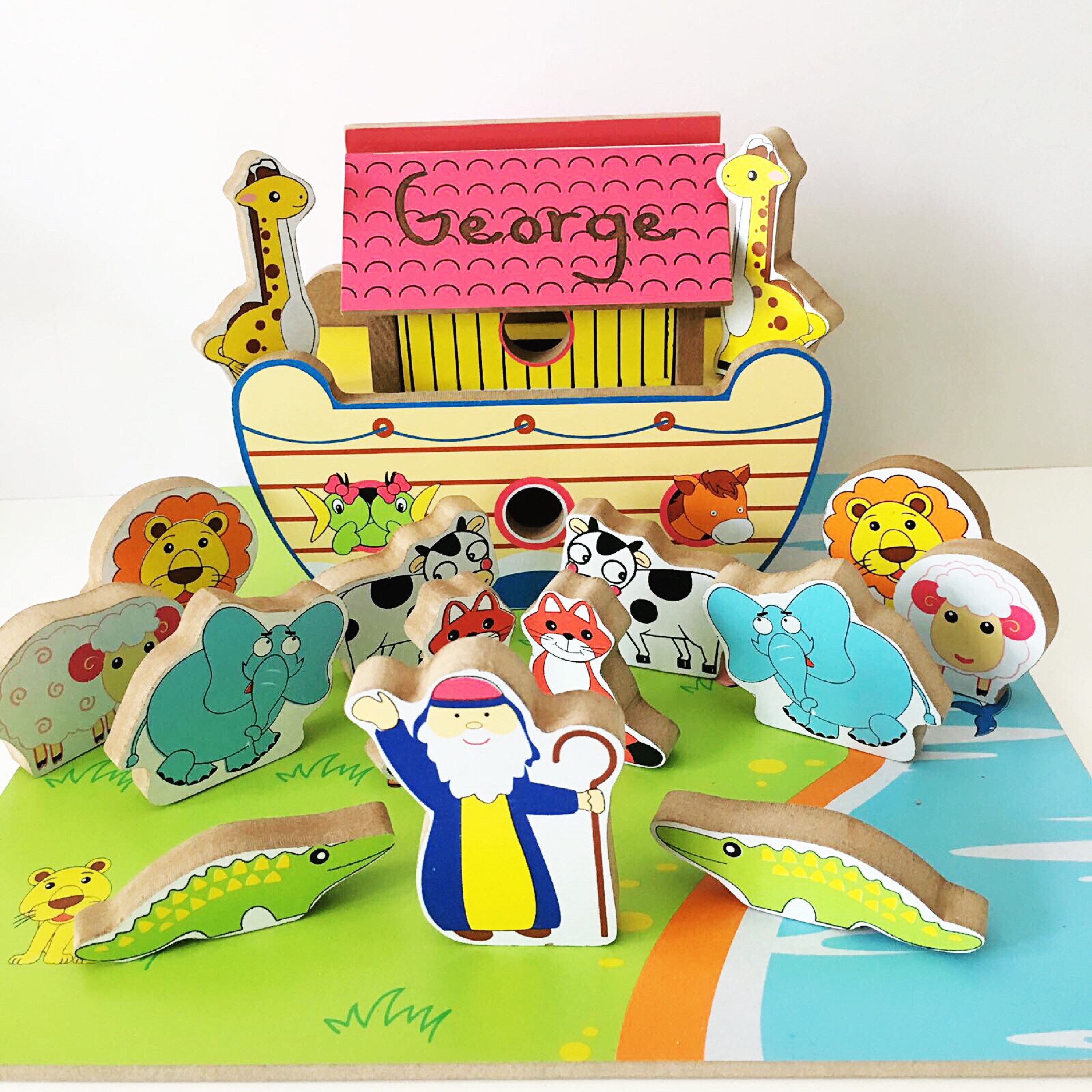 personalised noah's ark wooden toy