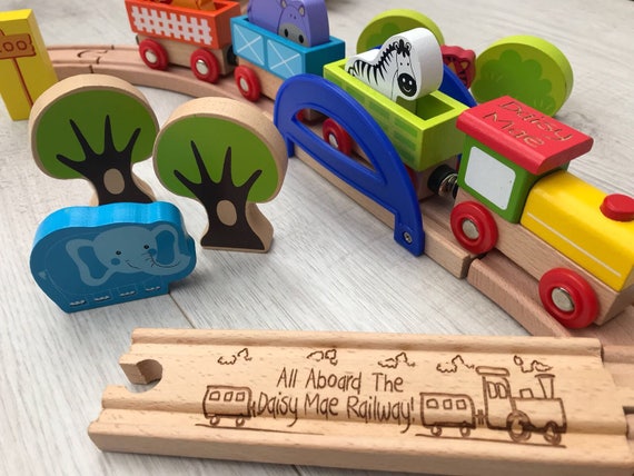 Zoo wooden train set choo choo set personalised wooden train Zoo wooden train set choo choo set personalised wooden train