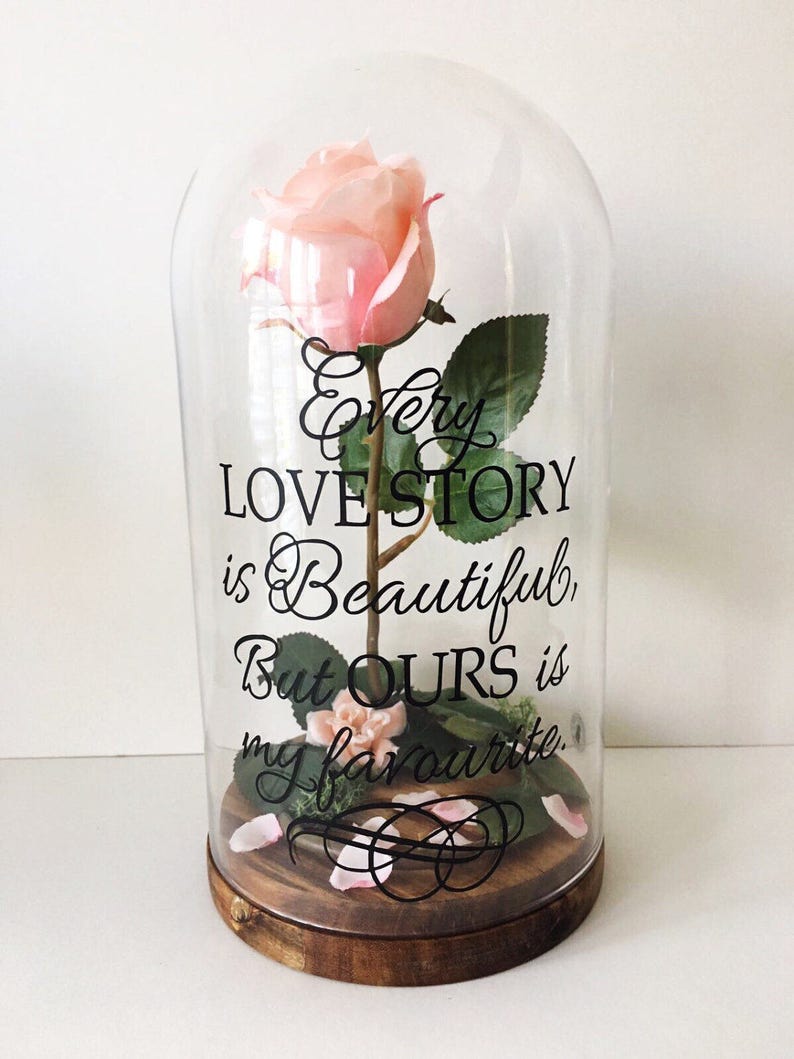 wedding gift gift for her anniversary gift Every love story is beautiful but ours is my favourite rose glass dome