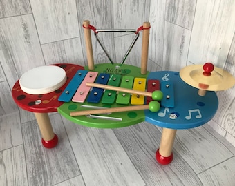 Music table deluxe personalised with message of your choice - Christening gift - Birthday gift - xylophone - children's music set