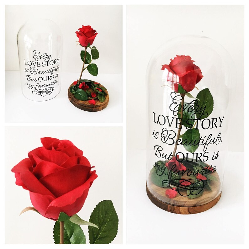 wedding gift gift for her anniversary gift Every love story is beautiful but ours is my favourite rose glass dome