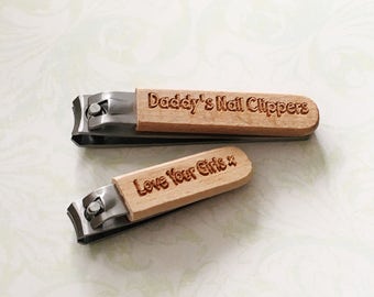Personalised wooden engraved nail clippers - gift for him - gift for her - Father's Day