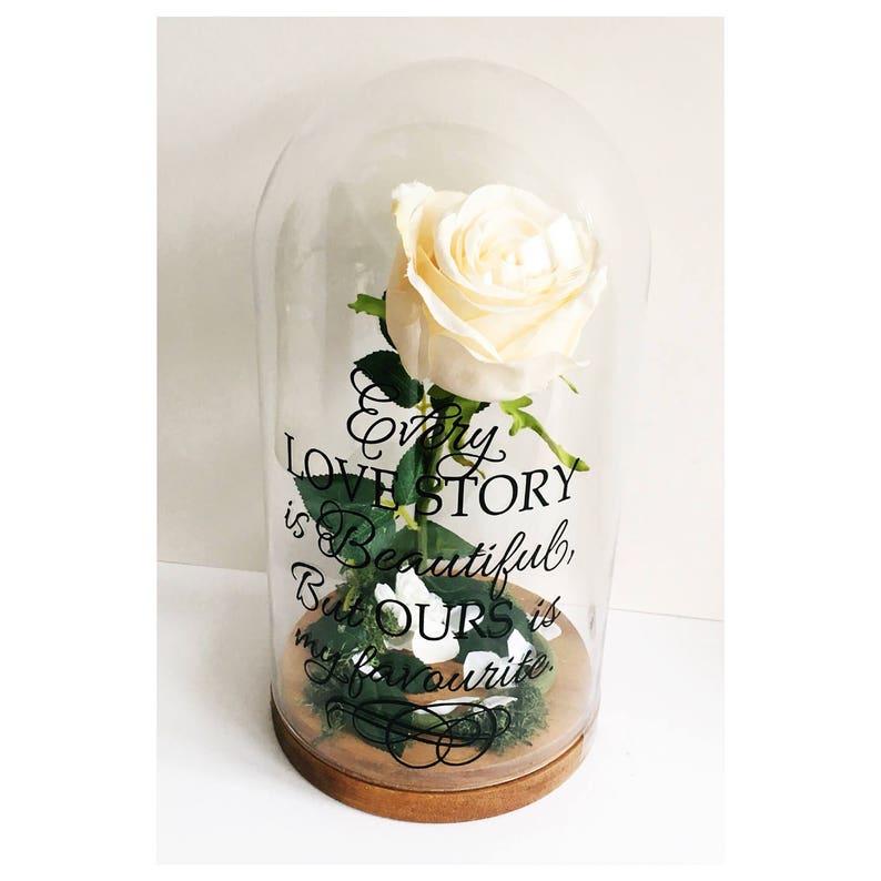 wedding gift gift for her anniversary gift Every love story is beautiful but ours is my favourite rose glass dome