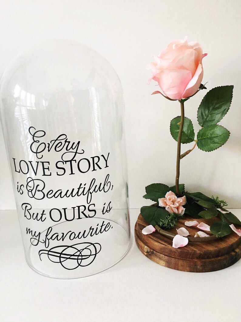 wedding gift gift for her anniversary gift Every love story is beautiful but ours is my favourite rose glass dome