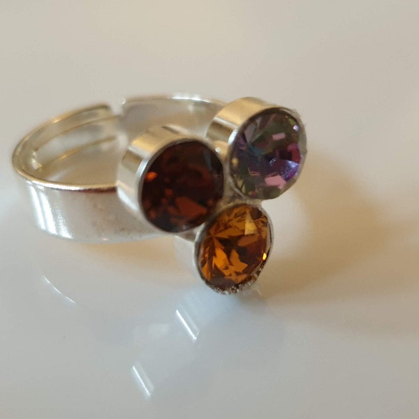 Ring mit Swarovski Elements in verschiedenen Farben