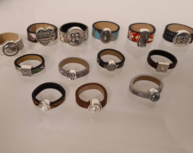 Leather ring with ring bead LR10-02