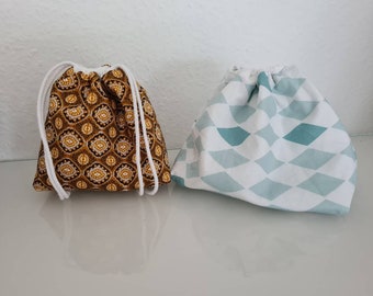 Reversible bag - Japanese bag - Kinchaku - self-sewn - various designs - small