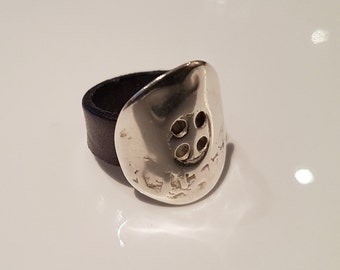 Lederring mit ausgefallener Ringperle LR10-12 - Restposten