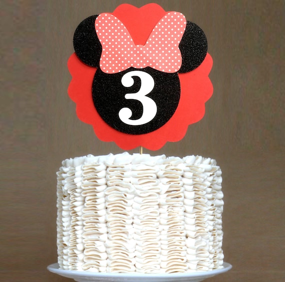 Minnie Cake Topper Red And Black Minnie Birthday Cake Topper Etsy