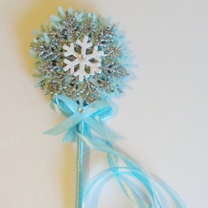 Varita de copo de nieve plateada con purpurina, regalo, cinta de hielo hecha a mano, fiesta de cumpleaños, accesorio de disfraz de Halloween, vestido mágico
