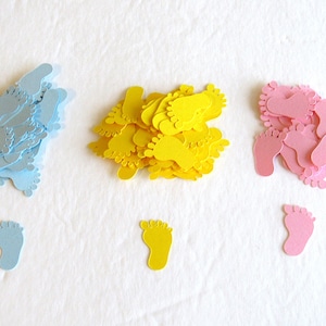Neue 1 "Zoll Pink Blue Yellow Baby Dusche Footprints feet Jungs unisex Konfetetti Scrapbook-Karten Papierdekoration die geschnittenen Karton