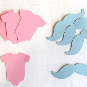 Género Revelar Confeti Bigote Bodysuit Boys Niñas material de recorte papel decoración 50 piezas troquelado cartulina baby shower