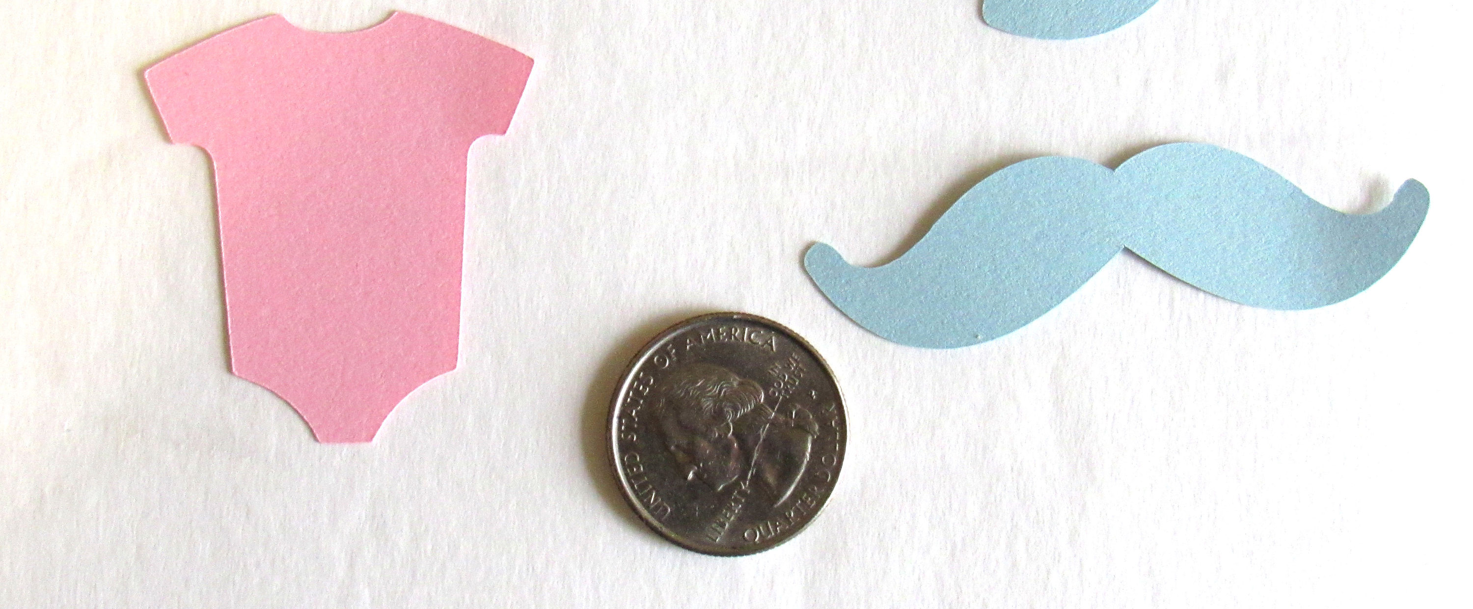 Gender Reveal Confetti Mustache Bodysuit Boys Girls Scrapbook Paper