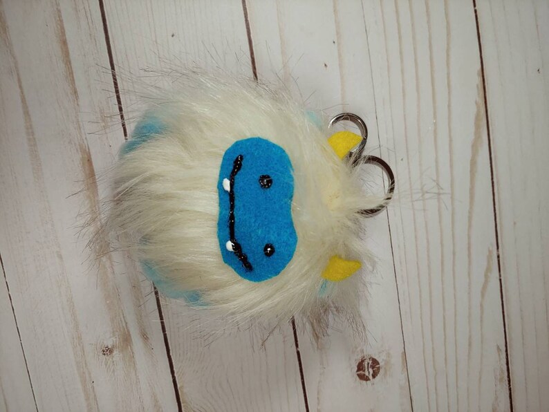 Yeti snow monster fuzzy keychain blue and white Etsy