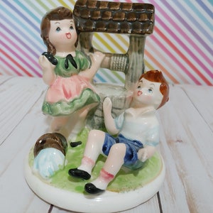 Vintage 1950s jack and jill ceramic kitsch figurine knick knack