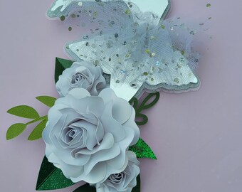 Adorno para tarta de bailarina con rosas y tutú