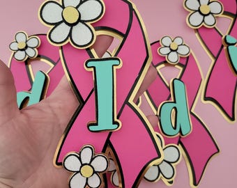 Cinta personalizada para concienciar sobre el cáncer de mama (hasta 10 letras) - Guirnalda personalizada para sobrevivientes