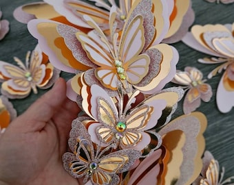 Paquete de (14) mariposas de papel 3D