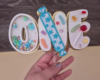 Adorno para tarta de dulcería personalizado "ONE" - Decoración personalizada para primer cumpleaños