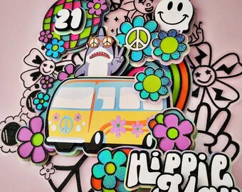Adorno para tarta de tiburón hippie y genial